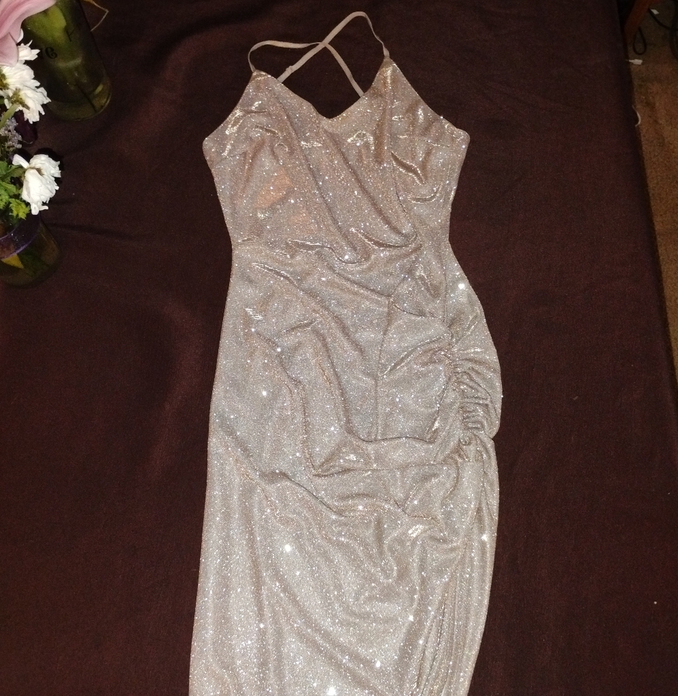 Elegant Silver Evening Dress